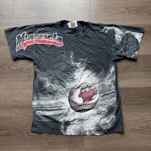 Vintage Hank Aaron Originals Minnesota Twins AOP Shirt Size M Single Stitch Rare